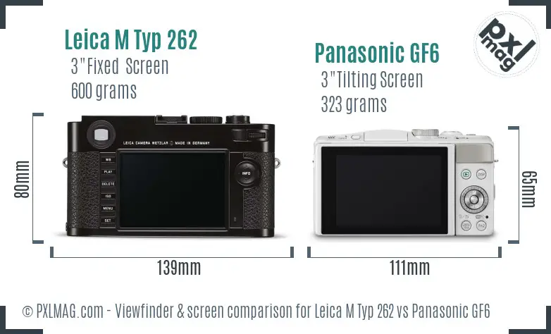 Leica M Typ 262 vs Panasonic GF6 Screen and Viewfinder comparison