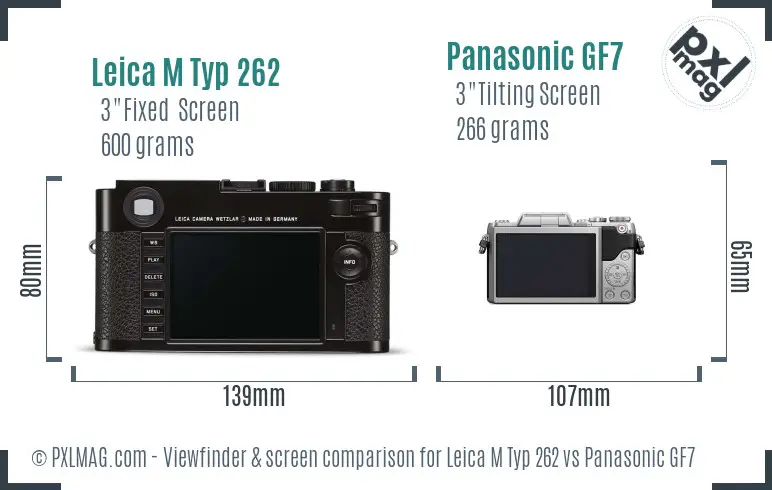 Leica M Typ 262 vs Panasonic GF7 Screen and Viewfinder comparison