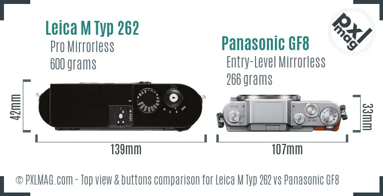 Leica M Typ 262 vs Panasonic GF8 top view buttons comparison