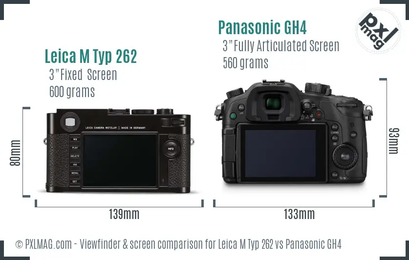Leica M Typ 262 vs Panasonic GH4 Screen and Viewfinder comparison