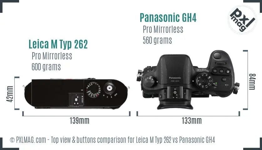 Leica M Typ 262 vs Panasonic GH4 top view buttons comparison