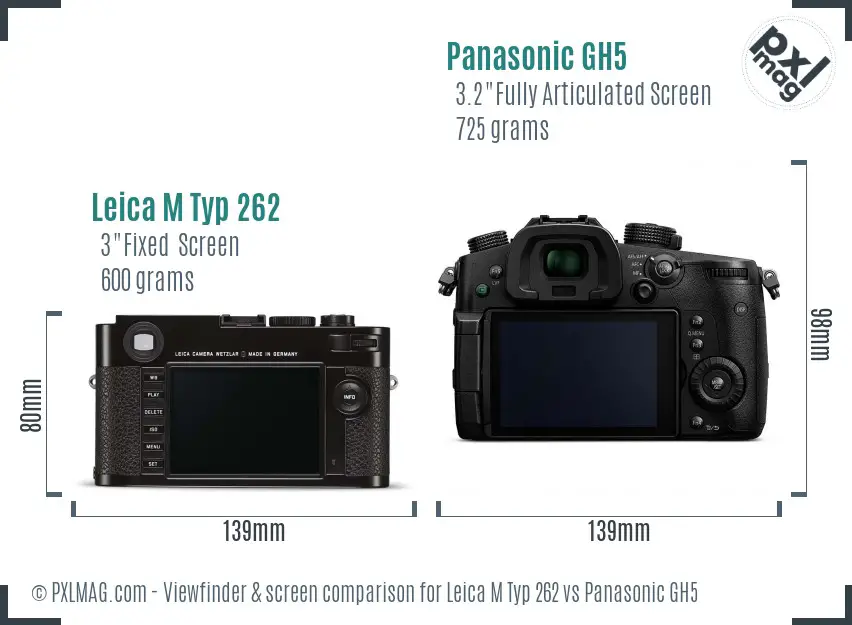 Leica M Typ 262 vs Panasonic GH5 Screen and Viewfinder comparison