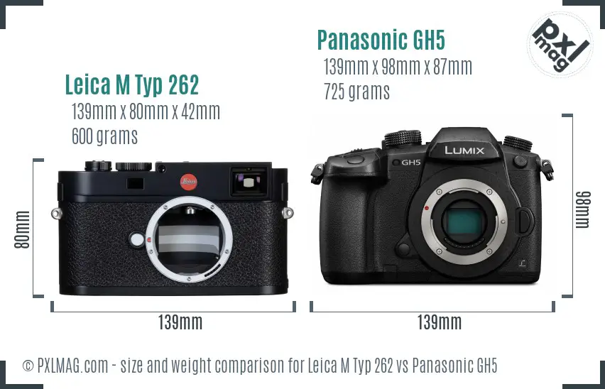 Leica M Typ 262 vs Panasonic GH5 size comparison
