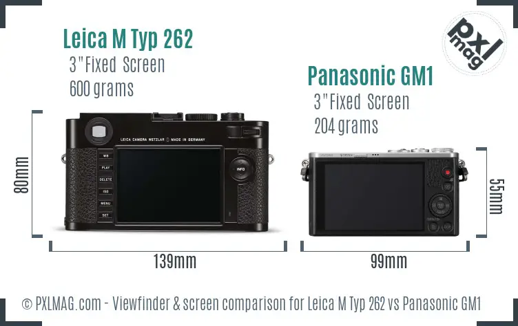 Leica M Typ 262 vs Panasonic GM1 Screen and Viewfinder comparison