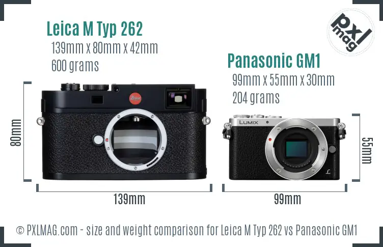 Leica M Typ 262 vs Panasonic GM1 size comparison
