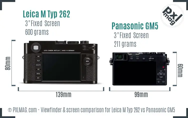 Leica M Typ 262 vs Panasonic GM5 Screen and Viewfinder comparison Leica M Typ 262 vs Panasonic GM5 Screen and Viewfinder comparison