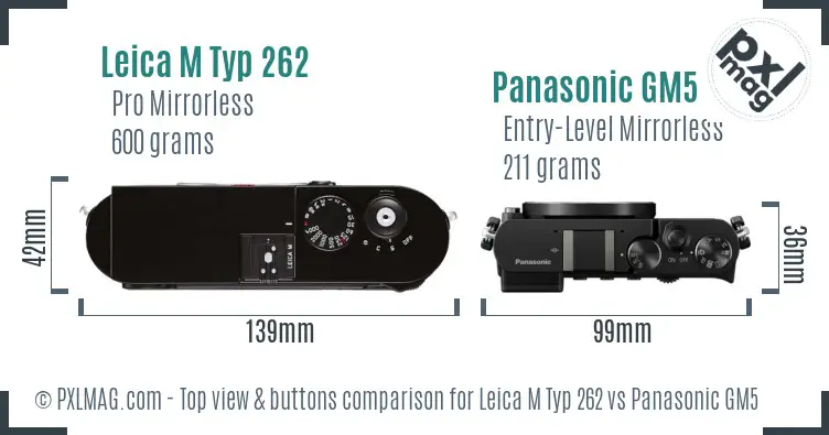 Leica M Typ 262 vs Panasonic GM5 top view buttons comparison Leica M Typ 262 vs Panasonic GM5 top view buttons comparison