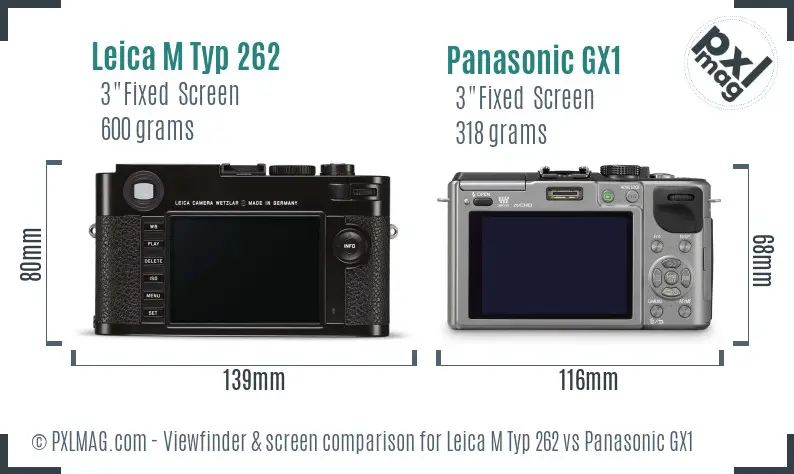 Leica M Typ 262 vs Panasonic GX1 Screen and Viewfinder comparison Leica M Typ 262 vs Panasonic GX1 Screen and Viewfinder comparison