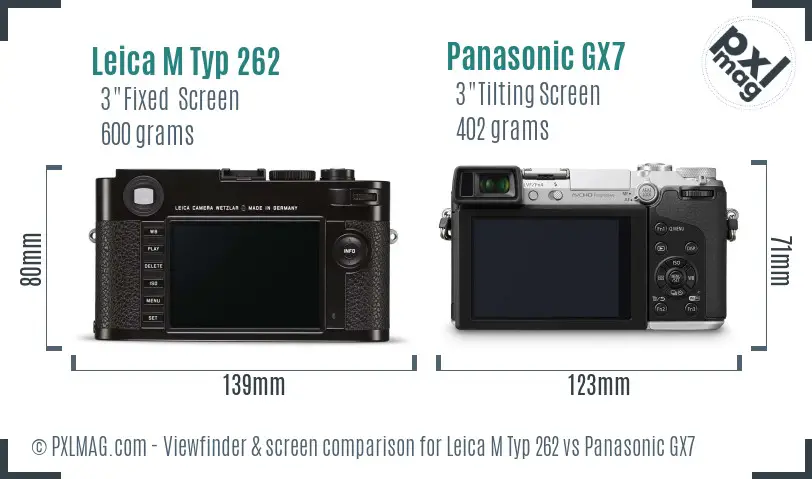 Leica M Typ 262 vs Panasonic GX7 Screen and Viewfinder comparison