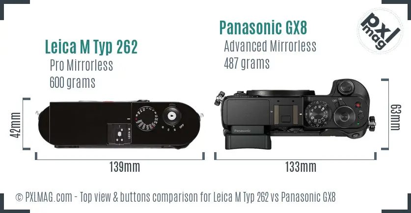 Leica M Typ 262 vs Panasonic GX8 top view buttons comparison