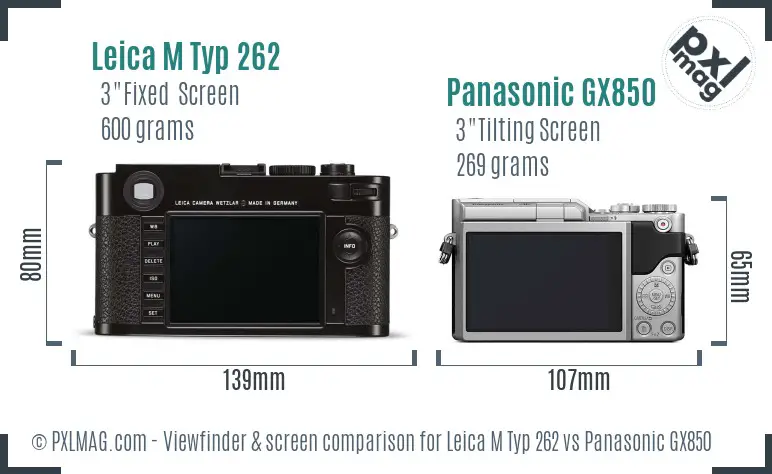 Leica M Typ 262 vs Panasonic GX850 Screen and Viewfinder comparison