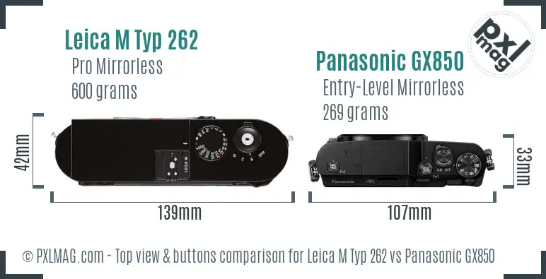 Leica M Typ 262 vs Panasonic GX850 top view buttons comparison