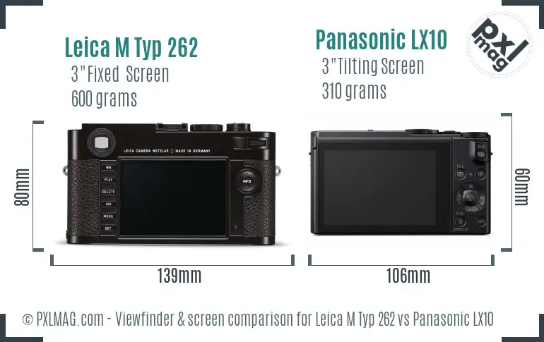 Leica M Typ 262 vs Panasonic LX10 Screen and Viewfinder comparison