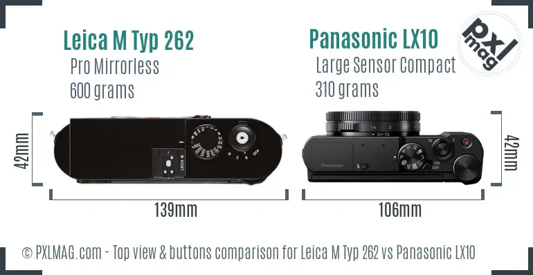 Leica M Typ 262 vs Panasonic LX10 top view buttons comparison