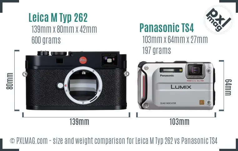 Leica M Typ 262 vs Panasonic TS4 size comparison