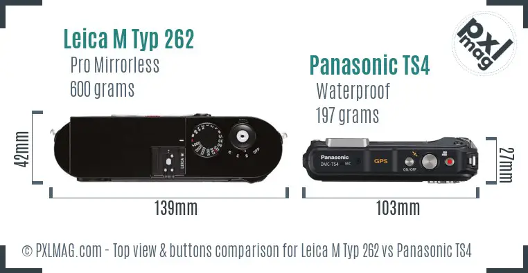 Leica M Typ 262 vs Panasonic TS4 top view buttons comparison