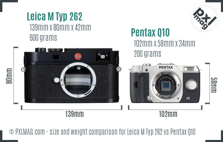 Leica M Typ 262 vs Pentax Q10 size comparison