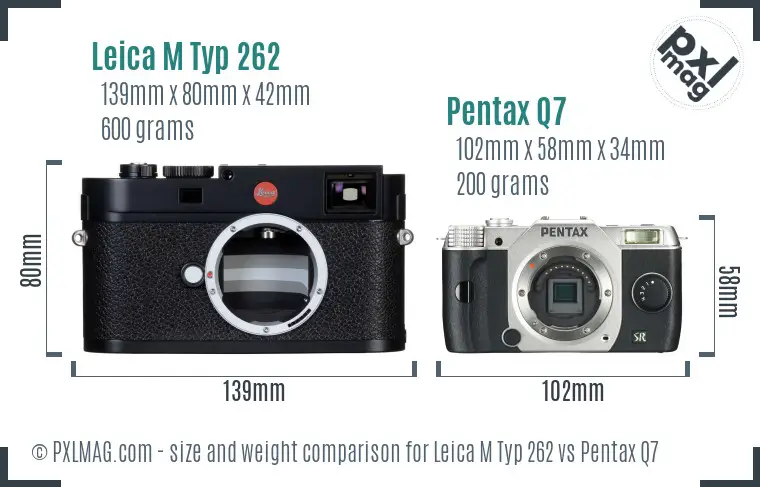 Leica M Typ 262 vs Pentax Q7 size comparison