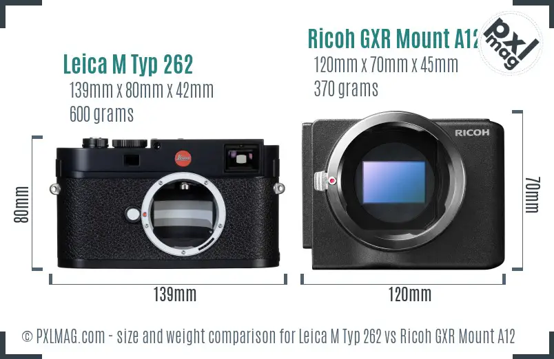 Leica M Typ 262 vs Ricoh GXR Mount A12 size comparison