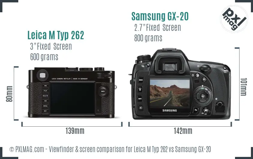 Leica M Typ 262 vs Samsung GX-20 Screen and Viewfinder comparison