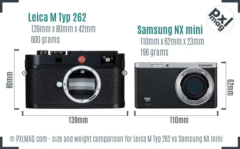 Leica M Typ 262 vs Samsung NX mini size comparison