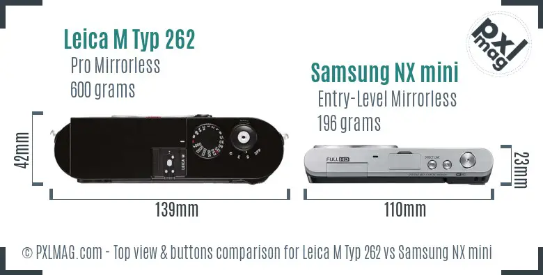 Leica M Typ 262 vs Samsung NX mini top view buttons comparison