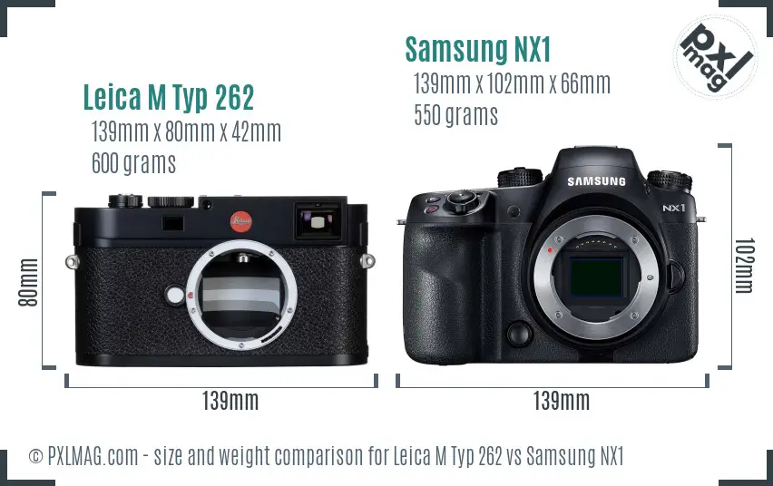 Leica M Typ 262 vs Samsung NX1 size comparison