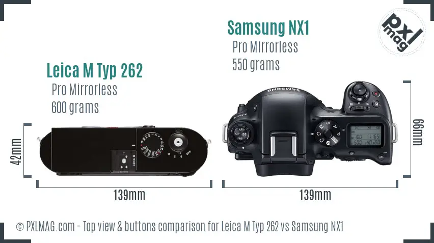 Leica M Typ 262 vs Samsung NX1 top view buttons comparison