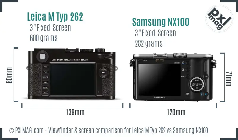 Leica M Typ 262 vs Samsung NX100 Screen and Viewfinder comparison