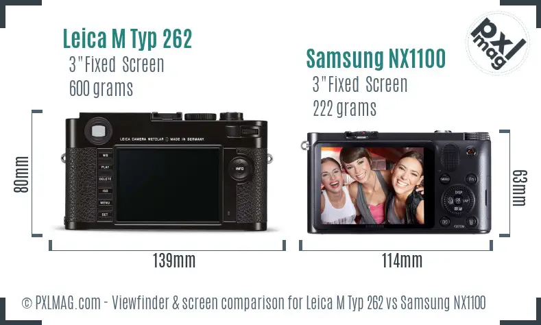 Leica M Typ 262 vs Samsung NX1100 Screen and Viewfinder comparison