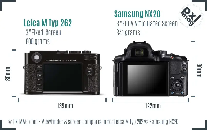 Leica M Typ 262 vs Samsung NX20 Screen and Viewfinder comparison