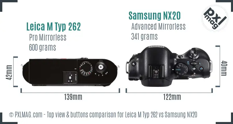 Leica M Typ 262 vs Samsung NX20 top view buttons comparison
