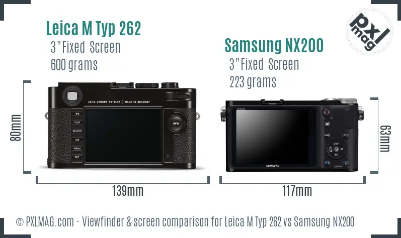 Leica M Typ 262 vs Samsung NX200 Screen and Viewfinder comparison