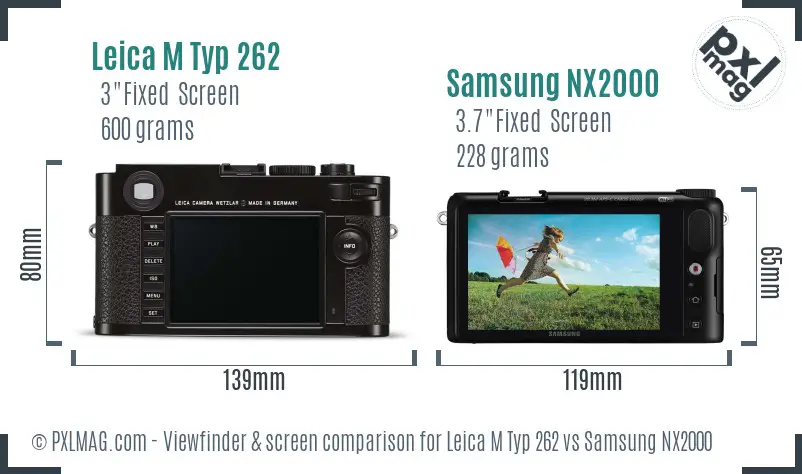 Leica M Typ 262 vs Samsung NX2000 Screen and Viewfinder comparison