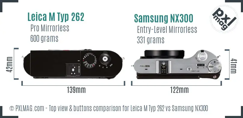 Leica M Typ 262 vs Samsung NX300 top view buttons comparison