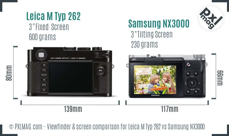 Leica M Typ 262 vs Samsung NX3000 Screen and Viewfinder comparison