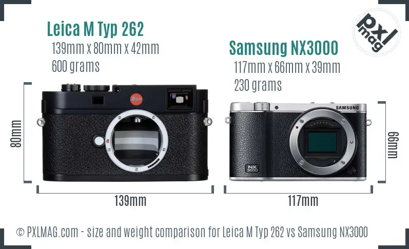 Leica M Typ 262 vs Samsung NX3000 size comparison