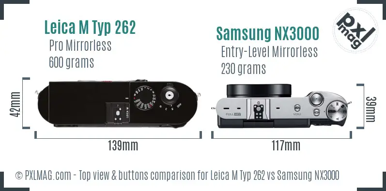 Leica M Typ 262 vs Samsung NX3000 top view buttons comparison