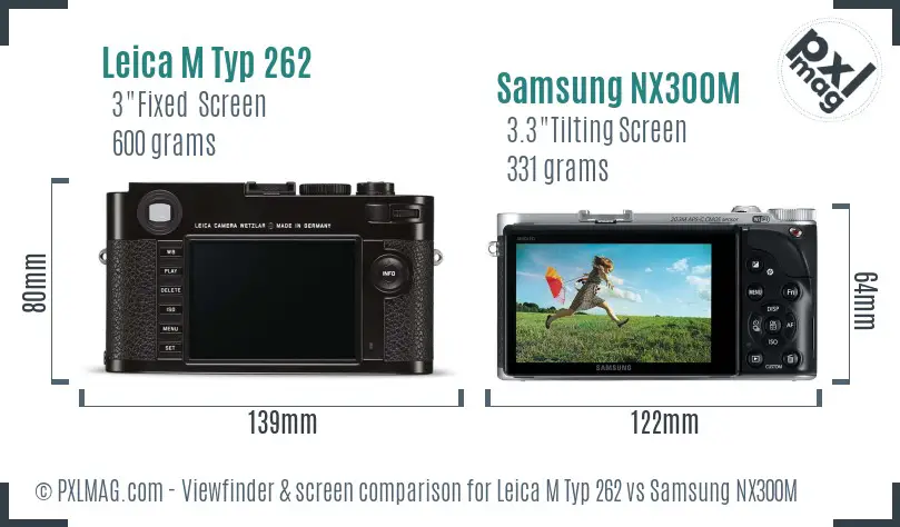 Leica M Typ 262 vs Samsung NX300M Screen and Viewfinder comparison