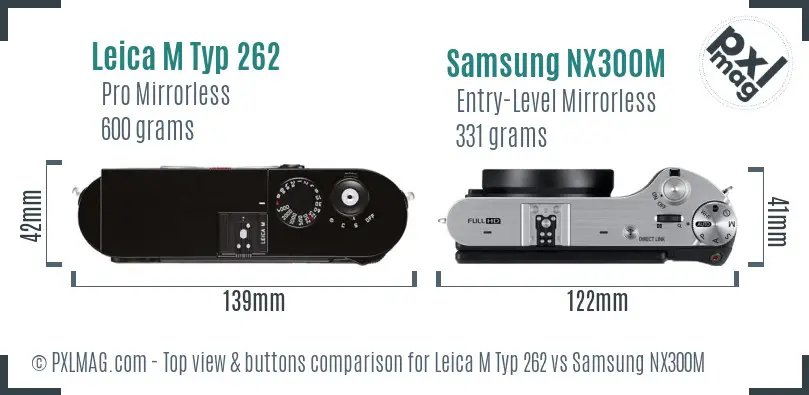 Leica M Typ 262 vs Samsung NX300M top view buttons comparison