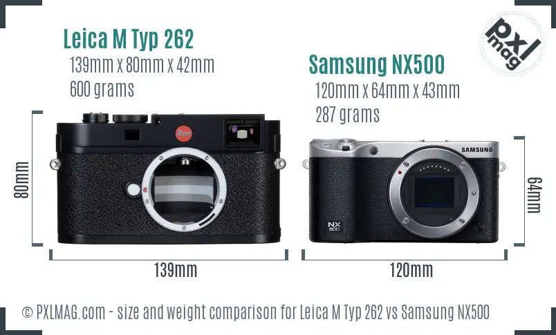 Leica M Typ 262 vs Samsung NX500 size comparison