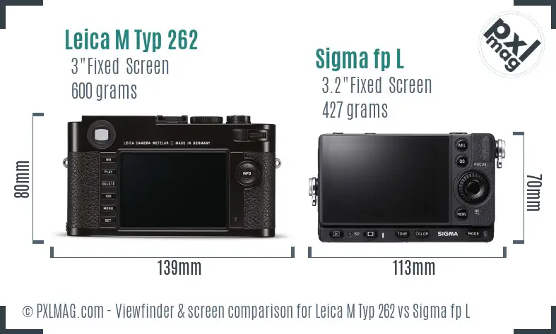 Leica M Typ 262 vs Sigma fp L Screen and Viewfinder comparison