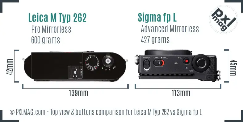 Leica M Typ 262 vs Sigma fp L top view buttons comparison