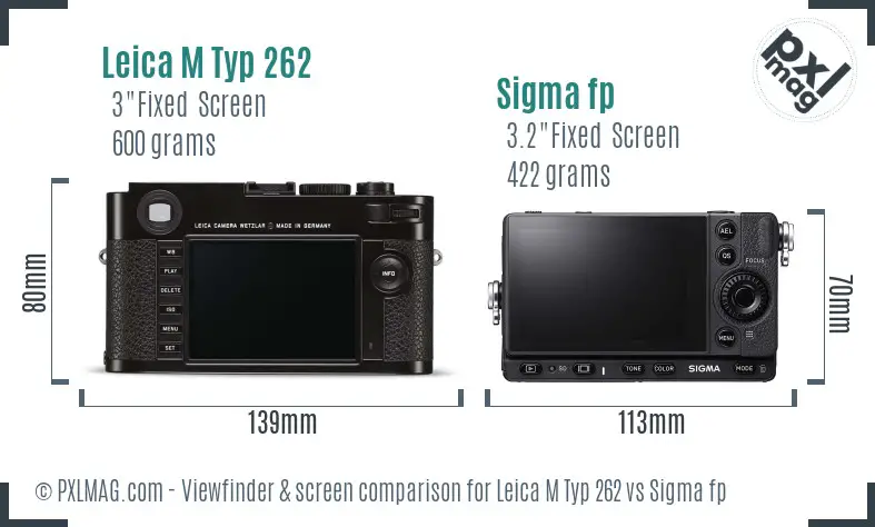 Leica M Typ 262 vs Sigma fp Screen and Viewfinder comparison