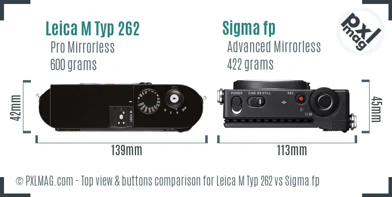 Leica M Typ 262 vs Sigma fp top view buttons comparison