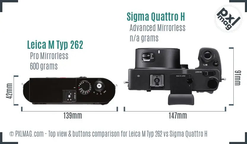 Leica M Typ 262 vs Sigma Quattro H top view buttons comparison
