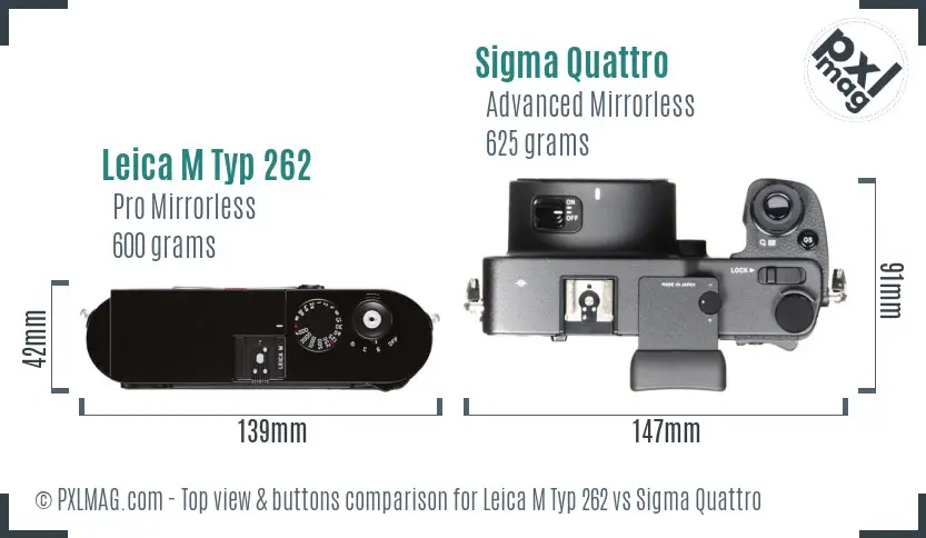 Leica M Typ 262 vs Sigma Quattro top view buttons comparison