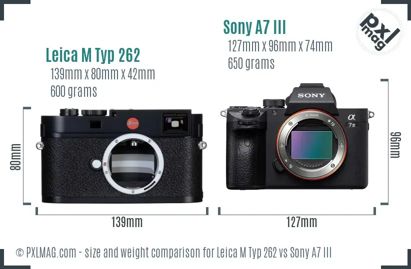 Leica M Typ 262 vs Sony A7 III size comparison