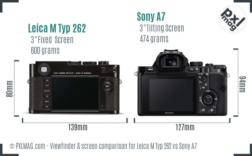 Leica M Typ 262 vs Sony A7 Screen and Viewfinder comparison