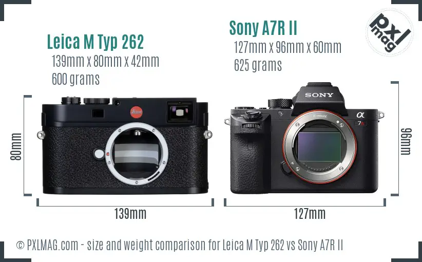 Leica M Typ 262 vs Sony A7R II size comparison